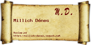 Millich Dénes névjegykártya
